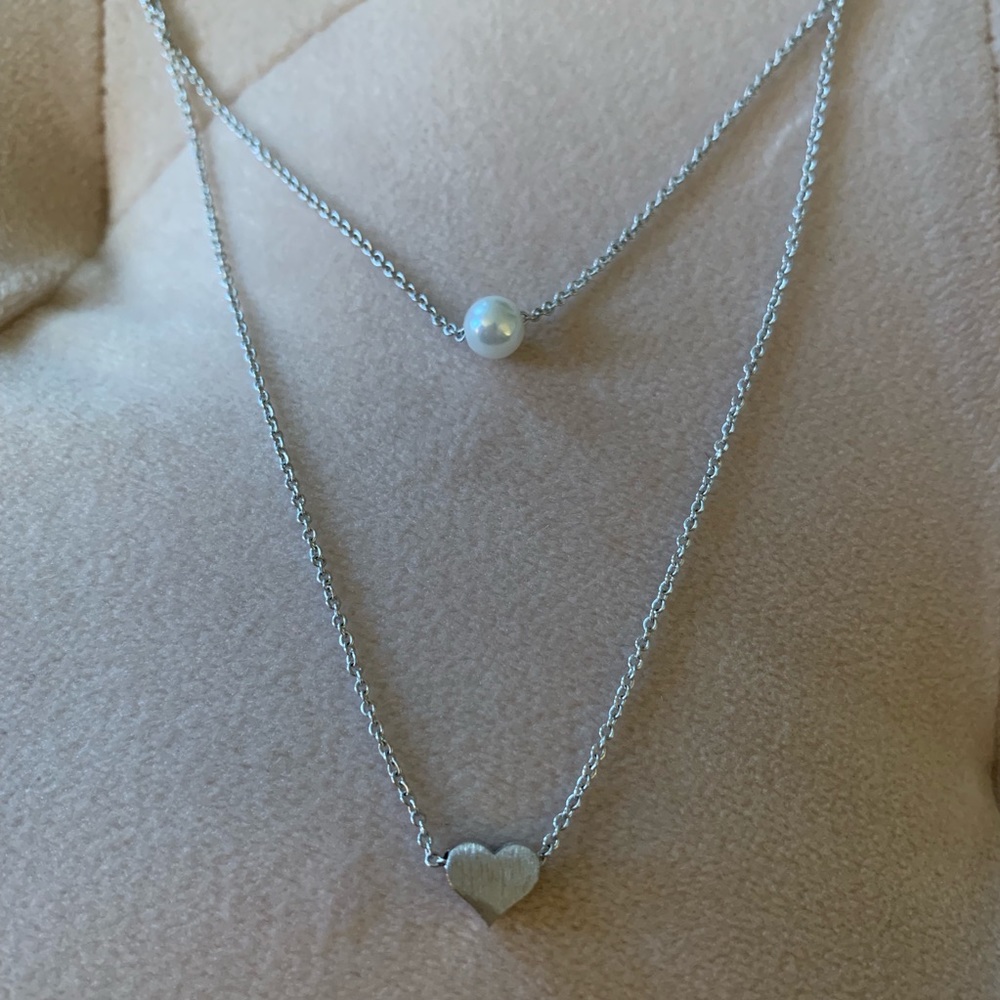 Cute pure sterling silver heart necklace